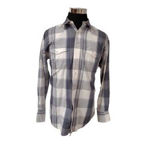 Western Cowboy Mens Grey white Striped Pearl Snap Short Sleeve Shirt Rockabilly